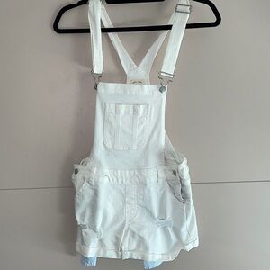 Basic white jean overall romper